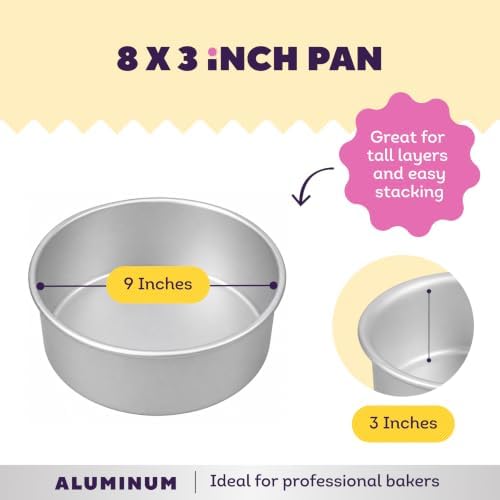 Wilton Aluminum Round Cake Pan, Made Without PFAS, 8 x 3 in