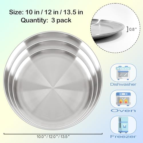 Pizza Pan for Oven, 3PCS Stainless Steel Pizza Pans(13.5 & 12 & 10 Inch)