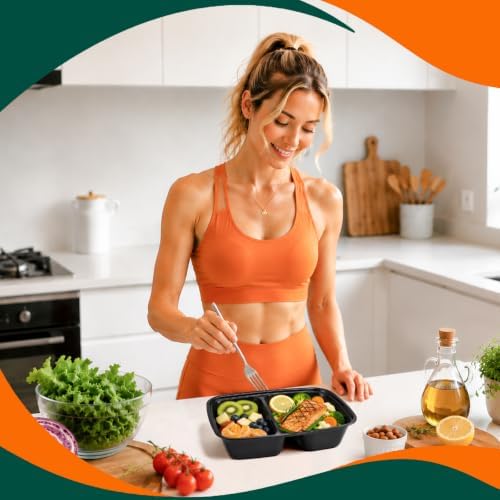 Glotoch Express 400 Pack 32 oz Meal Prep Containers,2-Compartment Reusable Food Storage Containers with Lids,Microwave Freezer Dishwasher Safe,Sturdy Leakproof&BPA Free Bento Box for To Go Take Out