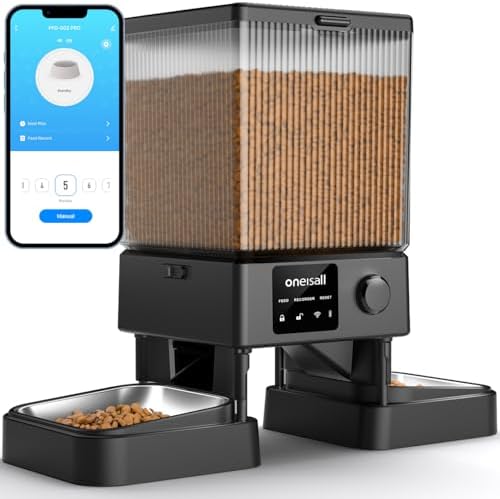 oneisall 5G WiFi Automatic Cat Feeder for 2 Cats, App Control, 20 Cups/5L