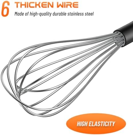 NileHome Whisk 10" Kitchen Whisk,Black Silver