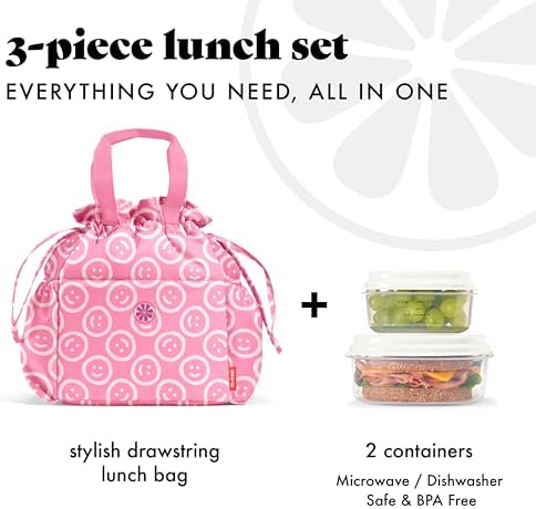 Fit & Fresh Cromwell Cinch Insulated Lunch Bag for Women w/Containers