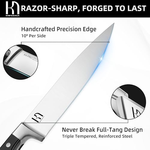 KnifeSaga Japanese Knife Set with Sharpener, Premuim, Razor Sharp, 15 Pcs