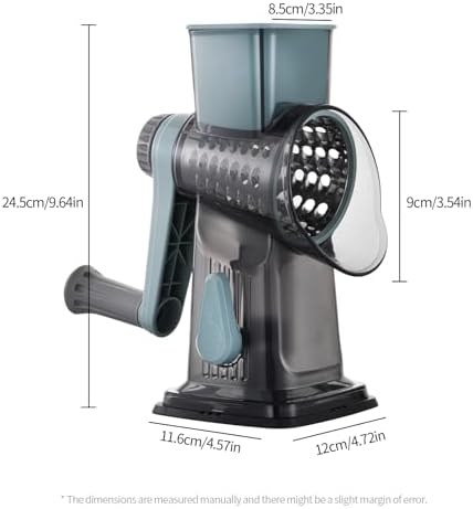 Rotary Cheese Grater Shredder 3-in-1 Hand Crank Suction Base