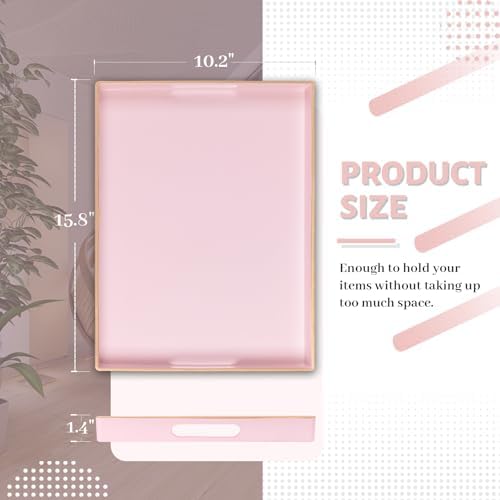 MAONAME Pink Decorative Tray for Coffee Table, Serving Tray with Handles