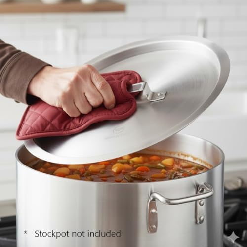 TrueCraftware- 32 qt. Aluminum Stock Pot Lid 14-3/8" Diameter x 1-1/4" Height- Multipurpose Pot Cover for Pasta Soup Pots Large Stockpot Stew Simmering Pot Dishwasher Safe NSF Certified