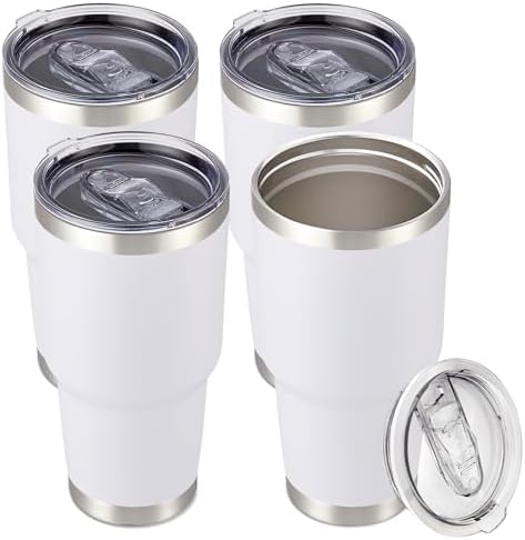 30 oz Tumbler with Lid Stainless Steel Tumblers Bulk, 4 Pack