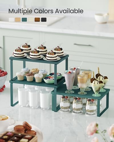 SONGMICS Cabinet Organizer Shelf, Set of 3 Spice Rack, Kitchen Storage