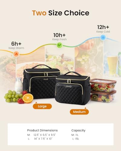 LOVEVOOK Lunch Box for Women, Wide Opening Cute Insulated Lunch Box Bag