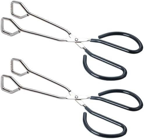HINMAY 10-Inch Heavy Duty Stainless Steel Kitchen Scissor Tongs, Set of 2