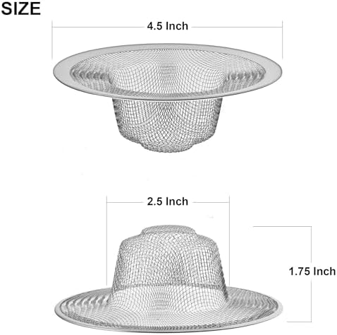 2 Pack - 4.5" Top / 3" Mesh Basket - Kitchen Sink Drain Strainer Stainless Steel Large Food Catcher. Fast Flow and Effective Full Mesh Basket