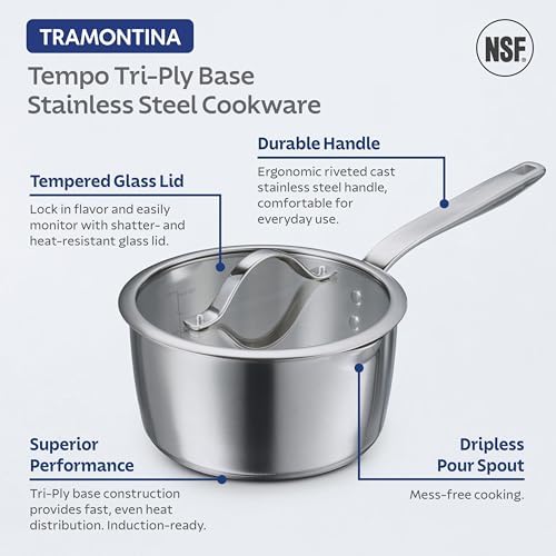 Tramontina Tempo Tri-Ply Base Stainless Steel 7-Piece Pots and Pans Set