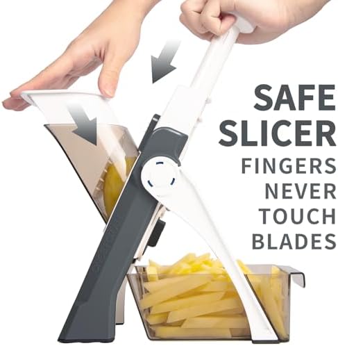 ONCE FOR ALL Safe Mandoline Slicer Kitchen, All in 1 Vegetable Slicer, Gray