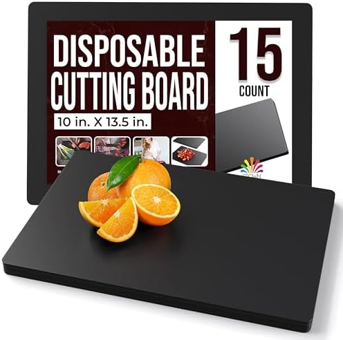 Crown Display Disposable Cutting Boards for Kitchen 15 Count Black Cutting Board 10 Inch X 13.5 Inch Flexible Cutting Boards For Kitchen ~ Patent Pending ~ Recyclable Disposable Cutting Board Sheets