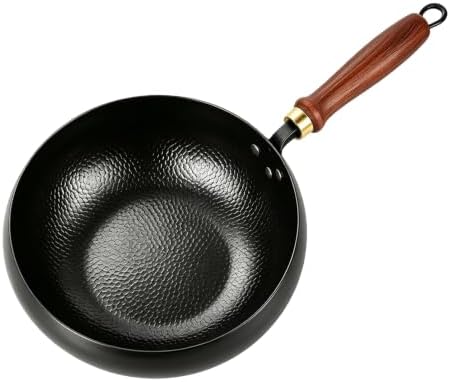 Hand Hammered Wok Pan, 9.45 Inch Chinese Wok for Gas stove,Induction cooker