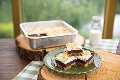 Nordic Ware Natural Aluminum Commercial Square Cake Pan with Lid, Exterior 9.88 x 9.88 Inches (Pack of 4)