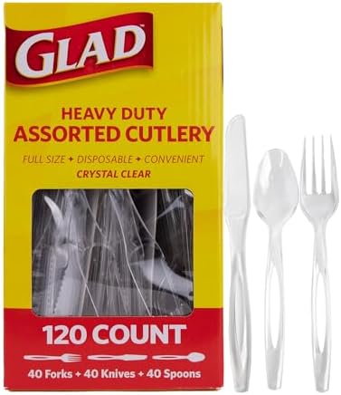 Glad Clear Disposable Plastic Cutlery Set, 120 Count Value Pack