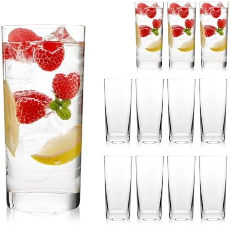 Highball Glasses Set of 12,16oz Tall Drinking Glasses,Water Glass Cups Set