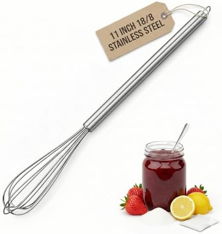 11-Inch Slim French Whisk, Small Whisk, 18/8 Stainless Steel, Long Handle