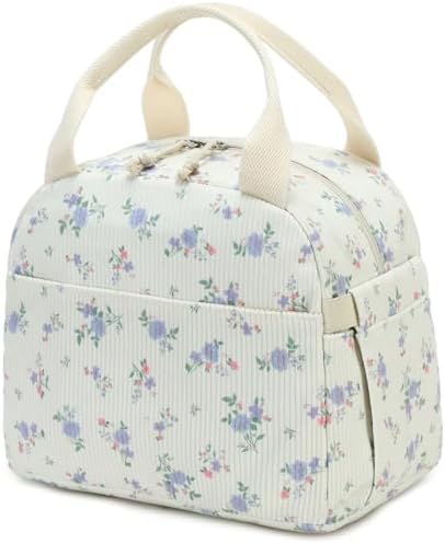 Bluboon Lunch Bag for Women Men Cute Corduroy Lunch Tote Bags Reusable Insulated Lunch Box Large Capacity Reusable Insulated Cooler for Work Picnic or Travel