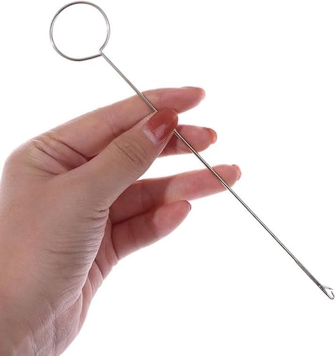 BWESOO Silver Sewing Loop Turner Hook Stainless Steel Loop Turner Fabric Tube Straps Belts Strips Sewing Loop Sewing Tools Knitting Accessories(Long Type) for Arts, Crafts and Sewing