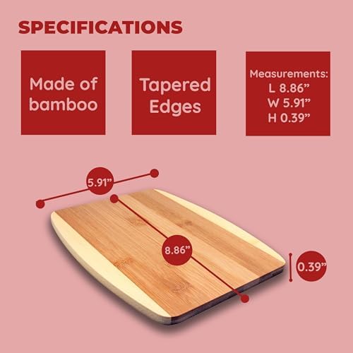 Mini Bamboo Cutting Board – 6 x 9 Inch Small Cutting Board for Easy Storage | Perfect Bar Prep Board for Garnishes, Snacks & Quick Kitchen Tasks | Compact, Durable, Sustainable Bamboo