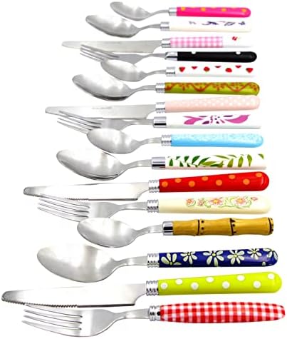 Gypsy Color Eclectic Mosaic Mix & Match Stainless Steel Flatware Collection, Set of 16