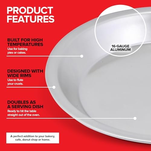 Stock Your Home 9 Inch Aluminum Pie Pans (2 Pack) - Silver Tin for Baking, 9" x 1 1/4" Oven Safe Dish for Crumbles or Cake