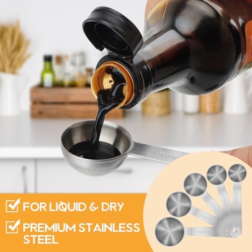 2 PCS 4 Teaspoon(20 mL | 20 cc | 4 Tsp | 1 1/3 Tablespoon) Stainless Steel Single Measuring Spoon, Easy to Use and Easy to Wash Metal Measuring Spoons Kitchen Gadgets for Cooking & Baking