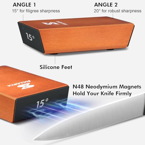 Knife Sharpener Kit, Rolling Knife Sharpener Tool, Kitchen Knife Sharpener with Diamonds and Ceramic for Steel of Any Hardness, Knife Sharpening with 15 & 20 Degree Magnetic Angle.