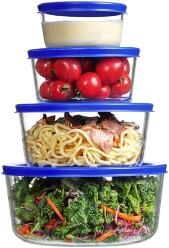 Vtopmart 4 Pack Glass Bowls with Lids (1, 2, 4, 7 Cup)