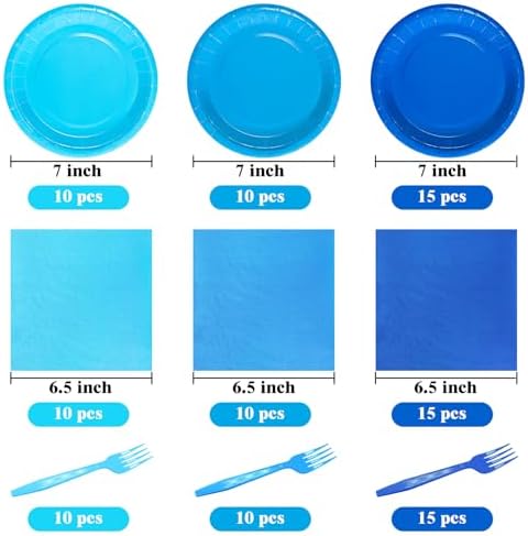 Serves 35 Guests Dusty Blue Plates and Napkins Party Supplies