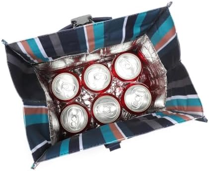 SUNNY BIRD Insulated Lunch Bag Rolltop Lunch Box Tote Bag for Women, Men, Adults and Teens (Navy Teal Stripe)