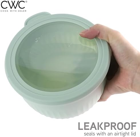 COOK WITH COLOR Prep Bowls with Lids- Wide and Deep Nesting Plastic Small Mixing Bowl Set with Lids, 8 Piece Set - Deep Bowls, Sage