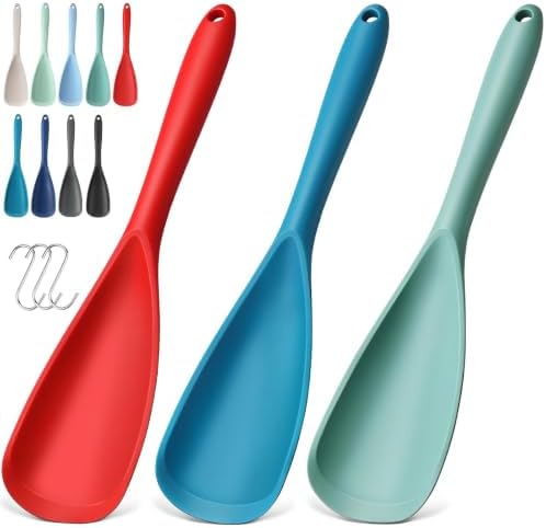 3 PACK Silicone Cooking Spatula & Spoon for Nonstick Cookware, BPA-Free