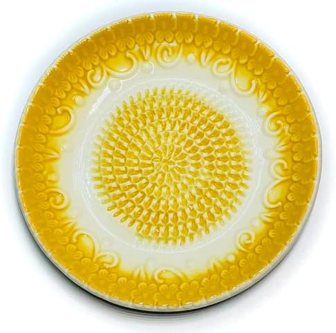 BonCera, Premium Ceramic Garlic Grater Plate Set - Yellow Embossed