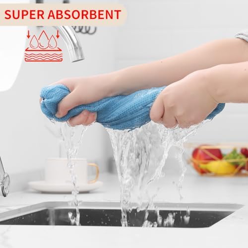 Homaxy 100% Cotton Waffle Weave Kitchen Dish Towels 6-Pack, Sky Blue