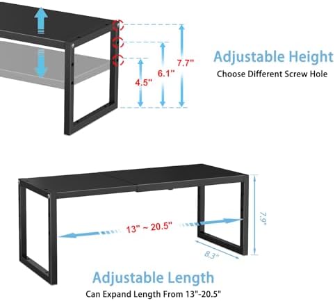 2 Pack Expandable Kitchen Cabinet Shelves Organizer,Heavy Duty Metal Shelving Units and Storage,Stackable Adjustable Kitchen Storage Organization Shelves Rack for Counter Cupboard Pantry,Length:20.5"