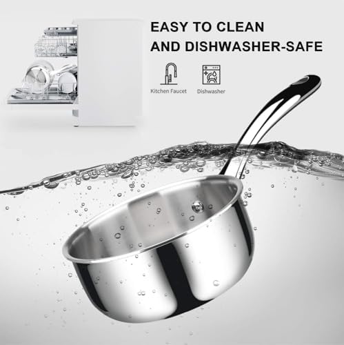 Duxtop Tri-Ply Stainless Steel Saucepan with Lid, 1.6 Qt Induction Pot