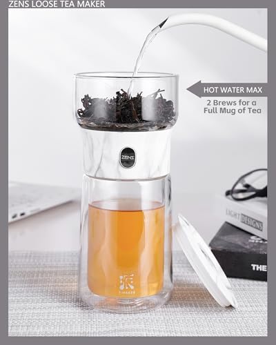 ZENS Modern One Touch Tea Maker, Glass Tea Infuser Pot for Loose Leaf Tea