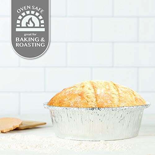 PLASTICPRO 6'' Inch Round Tin Foil Cake Pans Disposable Pack of 50