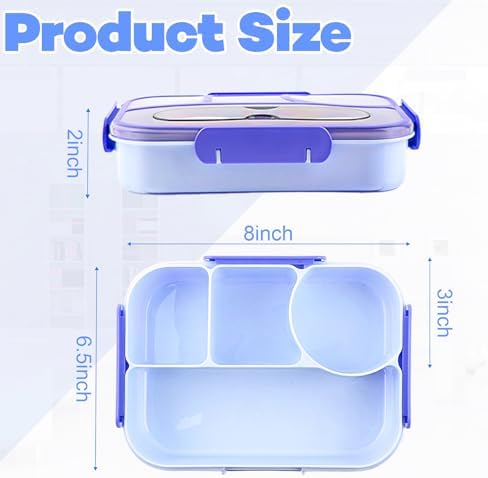 Bento Box for Adults, 4 Compartments Lunch Box, Lunch Containers, Blue