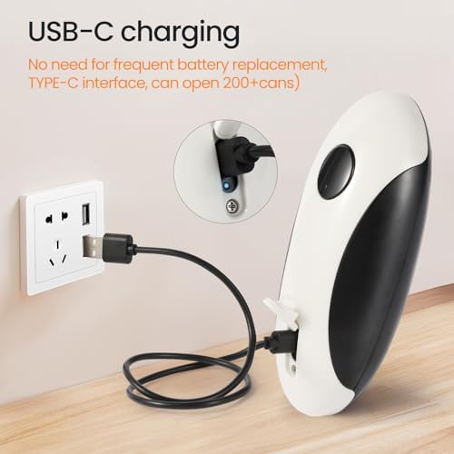 Rechargeable Electric Can Opener, Hands Free for seniors，Food Safe Automatic Can Opener with Smooth Edge,Easy to Use,Works with All Standard Cans (Black)
