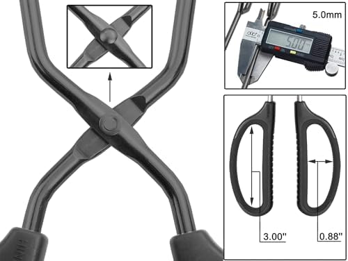 HINMAY Stainless Steel Kitchen Scissor Tongs 10" and 12" Set (Black)