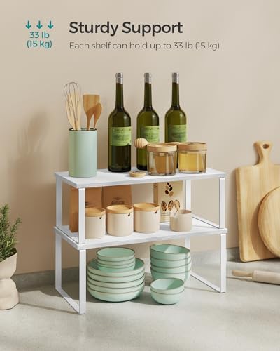 SONGMICS Cabinet Organizer Shelf, Set of 4 Spice Rack, Kitchen Storage