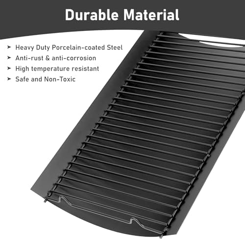 Uniflasy 20 Inches Ash Pan Replacement for Chargriller 5050, 5072, 5650, 2123, 2223, 2823 Charcoal Grills,Char-Griller Grill Grate Model 200157,Chargriller Replacement Part with 2pcs Fire Grate Hanger