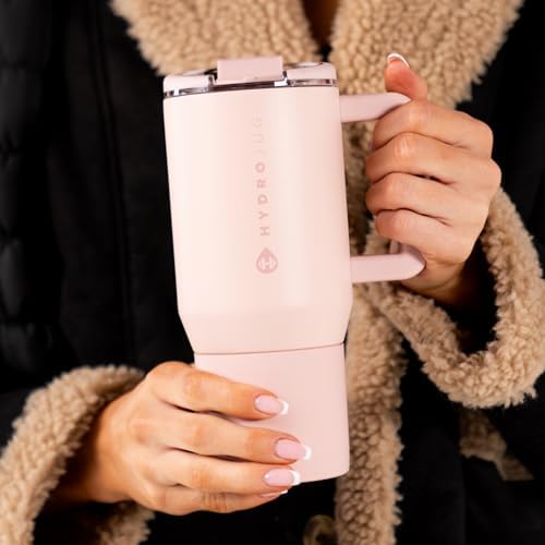 HydroJug Coffee Traveler 20oz Ceramic-Lined Mug with Handle, Dusty Rose