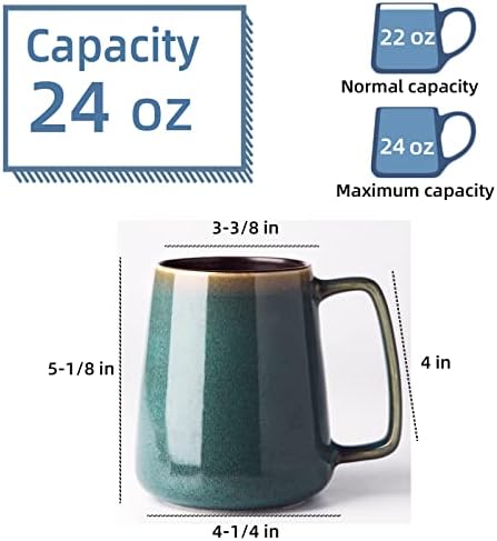 24 oz Large Ceramic Coffee Mugs, Extra Large Mug, Big Handle (24 oz green)