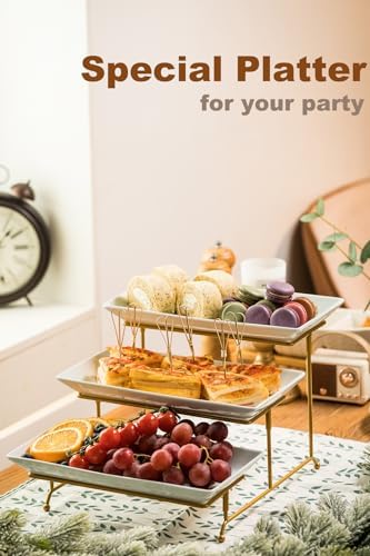 LAUCHUH 3 Tier Serving Tray, Porcelain Serving Platter Tier Serving Stand
