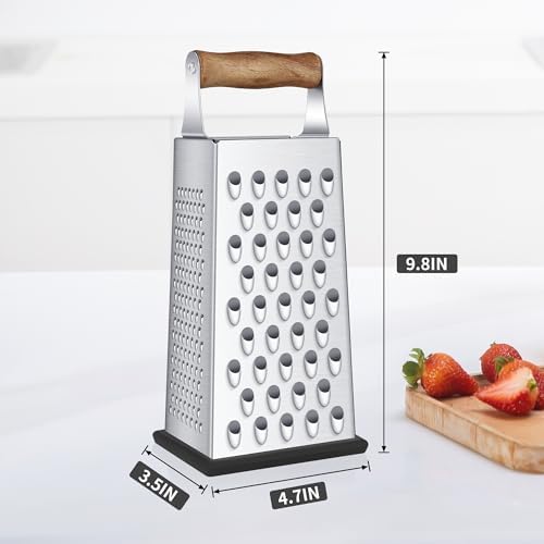 Kaishun Cheese Grater with Wood Handle for Cheese, Vegetable & Fruit